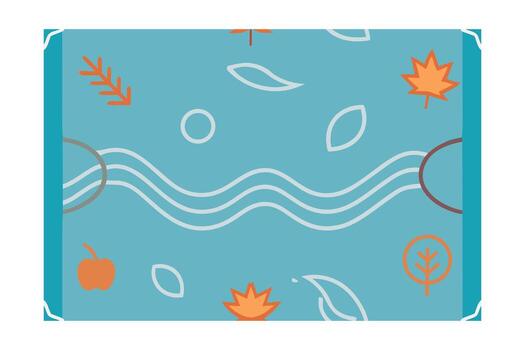 Blue with abstract autumn leaves wavy lines pattern branch circle vector