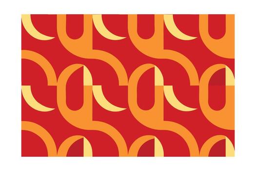Red orange yellow abstract geometric pattern with curved shapes vector