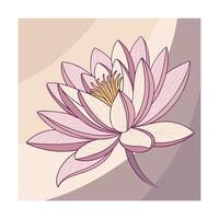 Delicate pink water lily with yellow center on muted flower vector