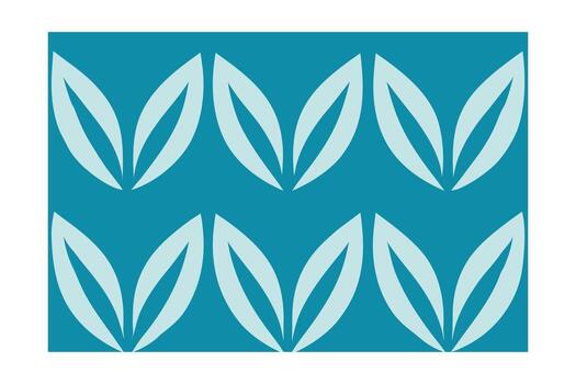Teal blue with repeating light blue leaf shapes in rows abstract pattern vector