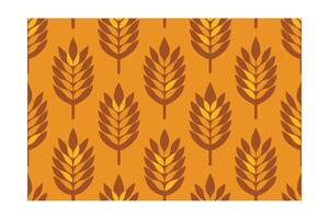 Seamless pattern stylized wheat stalks in warm orange brown tones grain cereal vector