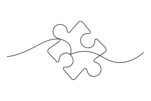 Puzzle piece outline in one line minimal art style perfect for modern design vector