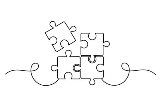 Isolated puzzle piece in simple one line art with modern clean design vector