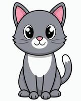 A cartoon gray cat with big eyes vector
