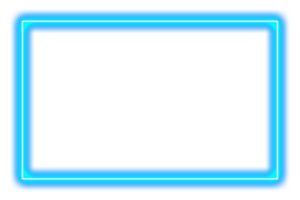 Neon glowing blue rectangle frame with inner glow isolated on transparent background png