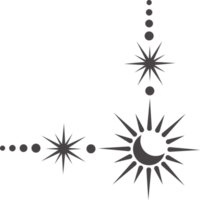 Mystic celestial border with moon and stars ornament. Astrologic frame with spiritual elements. Divider and fantasy corner with pattern of esoteric astral decorations. png
