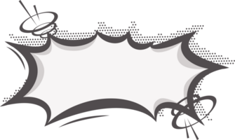 Manga speech bubble. Comic text frame with pop art halftone dotted effect. Balloon chat shape for dialog. Cloud for shock shout and scream messages. Irregular decoration png