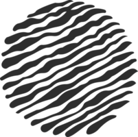 Textured circle with pattern. Abstract hand drawn graphic in rounds. Scribble design. Grunge organic doodles. Curved simple brush strokes. png