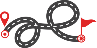 Concept of plan with an easy route A, difficult option B and real life way. Expectation and reality png