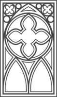 Church window with arched frame. Cathedral gothic stained glass. Old architecture element. Medieval castle door. Catholic interior decoration png