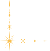 Mystic celestial border with golden star ornament. Astrologic frame with spiritual elements. Dividers and fantasy corner with pattern of esoteric astral decorations. png