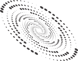 Abstract dotted round with spiral pattern. Circular graphic. Swirl circle shape with halftone effect. Geometric concentric element. png