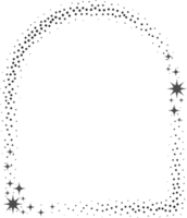 Magic frame with stars. Celestial border element. Arch decorative vintage element. Abstract cosmic shape with glowing sparkles. png