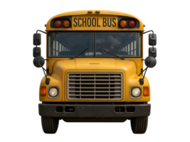 Realistic Front View of Classic Yellow American School Bus for Transportation and Education Use Isolated on Transparent Background png