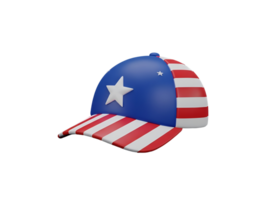 3D Patriotic USA Flag Cap with Stars and Stripes Illustration Isolated on Transparent Background png