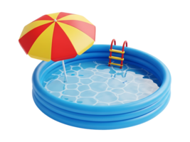 3D Inflatable Swimming Pool with Ladder and Umbrella for Kids Summer Fun isolated on transparent background png
