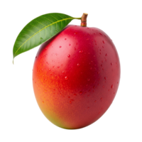 A red mango with a leaf on it png