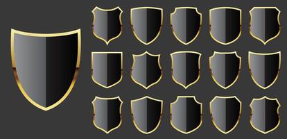 Various black and gold shield designs vector