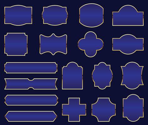 Collection of Decorative Frame Shapes with Golden Borders