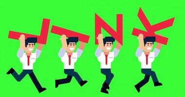 Group of Businessmen Running Together While Holding Big Red LINK Letters to Represent Business Connection and Collaboration video