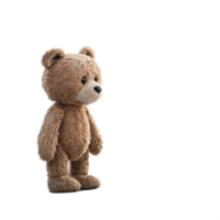 Cute teddy bear lonely left side standing cartoon character isolated on transparent background png