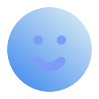 Simple blue smiling face emoji with gradient isolated on transparent background png
