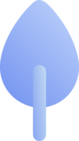 Simple blue gradient leaf shape with stem isolated on transparent background png