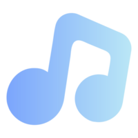 azul degradado musical Nota icono aislado en transparente antecedentes png