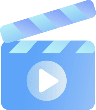 Blau Film Klappe mit abspielen Taste Symbol isoliert auf transparent Hintergrund png