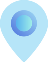 Abstract blue gradient location pin icon isolated on transparent background png