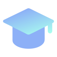 Graduation cap icon with blue and purple gradient isolated on transparent background png