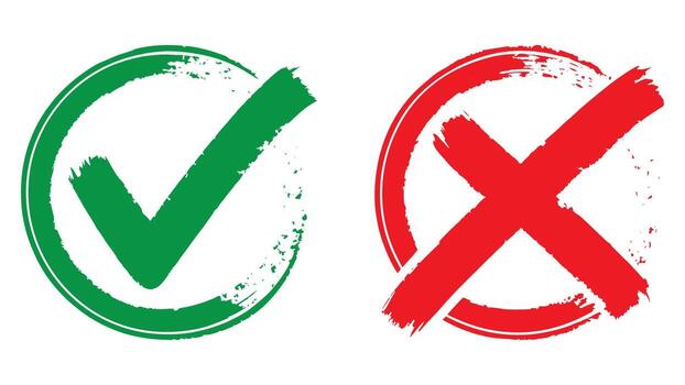 Green Check and Red Cross Icons for Approval and Rejection vector