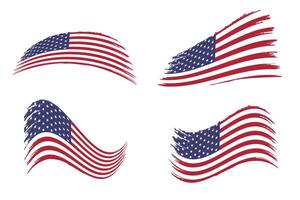American flag waving with wind brush texture red white stripes and blue star banner patriotic emblem cloth background for 4th july independence day and national celebration vector