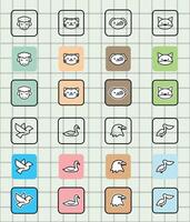 Grid of cute animal icons vector