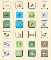 Grid of animal icons for learning vector