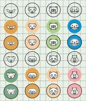 Grid of cute animal icons illustration vector