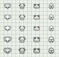 Cute animal icons in a grid layout vector