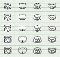 Illustration of cute animal faces vector