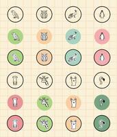 Illustrations of birds and animals in circles vector