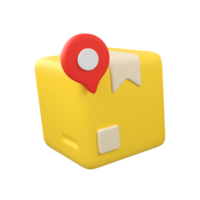 Delivery Packaging Box with pin location isolated 3d render icon illustration png