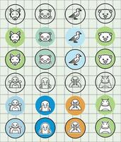 Array of cute animal icons vector