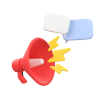 megáfono con habla burbuja aislado 3d hacer icono ilustración png