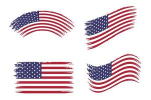 American flag waving with wind brush style texture red white stripes and blue star banner patriotic emblem cloth background for 4th july independence day and national celebration vector