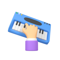 Hands playing keyboard piano isolated 3d render icon illustration png
