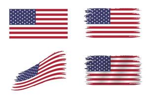 American flag waving with wind and brush texture red white stripes blue star banner patriotic emblem cloth background for 4th july independence day and national celebration vector