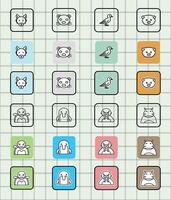 Grid of animal icons illustration vector