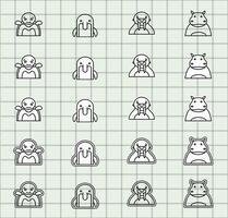 Grid of cute animal icons vector