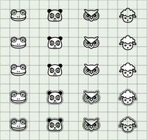 Cute animal icons including frogs and pandas vector