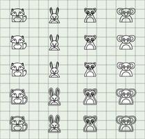 Grid of cute animal icons vector