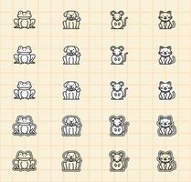 Collection of cute animal icons vector